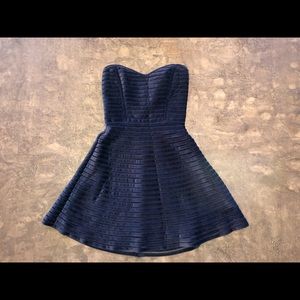 Blue Velvet Strapless Dress